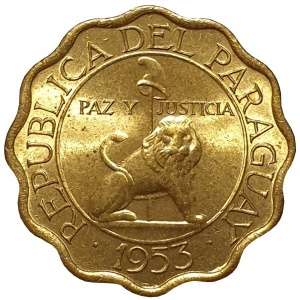 Аверс монеты Парагвай, 10 сентимо, 1953