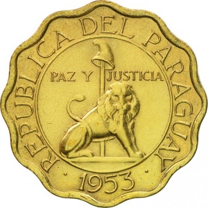 Аверс монеты Парагвай, 15 сентимо, 1953
