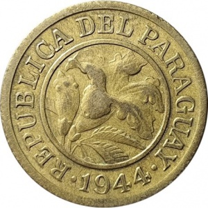 Аверс монеты Парагвай, 25 сентимо, 1944-1951
