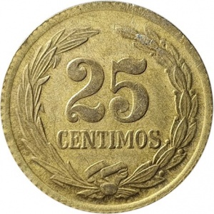 Реверс монеты Парагвай, 25 сентимо, 1944-1951