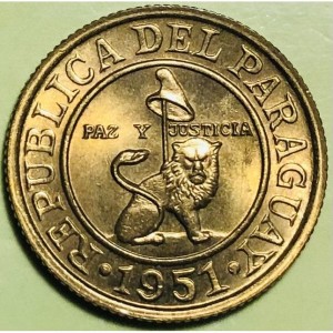 Аверс монеты Парагвай, 50 сентимо, 1944-1951