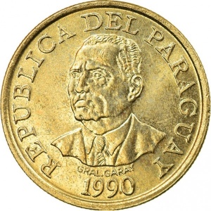 Аверс монеты Парагвай, 10 гуарани, 1990