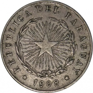 Аверс монеты Парагвай, 10 сентаво, 1908