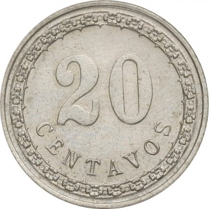 Реверс монеты Парагвай, 20 сентаво, 1908