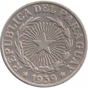 Аверс монеты Парагвай, 5 песо, 1939