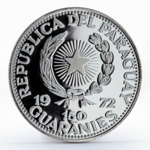 Аверс монеты Парагвай, 150 гуарани, 1972, XX летние Олимпийские Игры, Мюнхен 1972 - Прыжок в длину