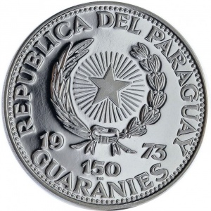 Аверс монеты Парагвай, 150 гуарани, 1973, Франсиско Солано Лопес