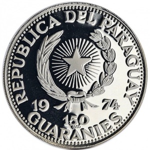 Аверс монеты Парагвай, 150 гуарани, 1974, Вильгельм Телль