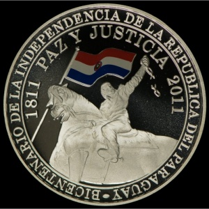 Реверс монеты Парагвай, 150 гуарани, 2011, 200 лет Независимости Парагвая
