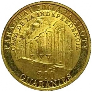 Аверс монеты Парагвай, 200 гуарани, 2011, 200 лет Независимости Парагвая