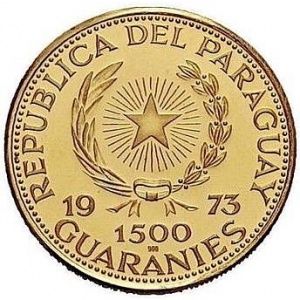 Аверс монеты Парагвай, 1500 гуарани, 1973, Франсиско Солано Лопес
