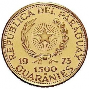 Аверс монеты Парагвай, 1500 гуарани, 1973, Хосе Эдувихис Диас