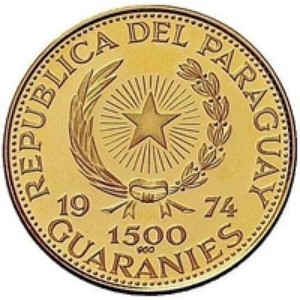 Аверс монеты Парагвай, 1500 гуарани, 1974, Людвиг ван Бетховен