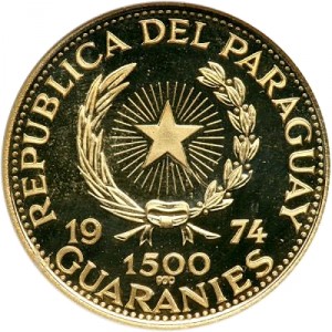Аверс монеты Парагвай, 1500 гуарани, 1974, Папа Римский Иоанн XXIII