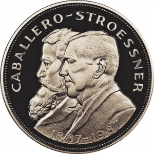 Реверс монеты Парагвай, 10.000 гуарани, 1987, Кабальеро - Стресснер