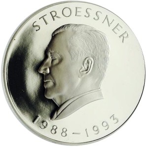 Реверс монеты Парагвай, 10.000 гуарани, 1988, 8-й срок президента Альфредо Стресснера