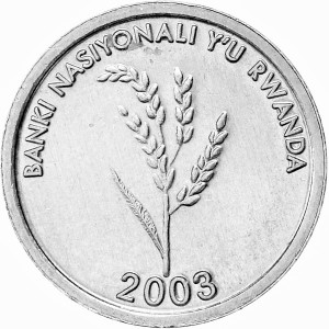 Реверс монеты Руанда, 1 франк, 2003