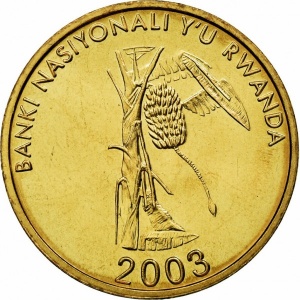 Реверс монеты Руанда, 10 франков, 2003