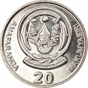 Аверс монеты Руанда, 20 франков, 2003