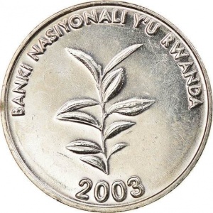Реверс монеты Руанда, 20 франков, 2003