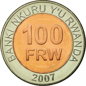 Реверс монеты Руанда, 100 франков, 2007
