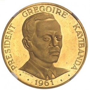Аверс монеты Руанда, 50 франков, 1965, 4-я годовщина Независимости, президент Грегуар Кайибанда