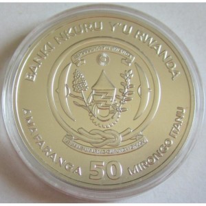 Аверс монеты Руанда, 50 франков, 2011, Зебра