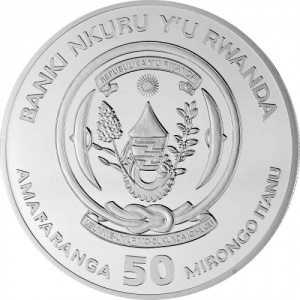 Аверс монеты Руанда, 50 франков, 2019, Корабль "Виктория"