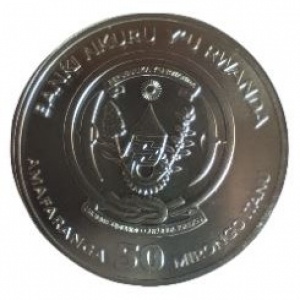 Аверс монеты Руанда, 50 франков, 2019, Китоглав