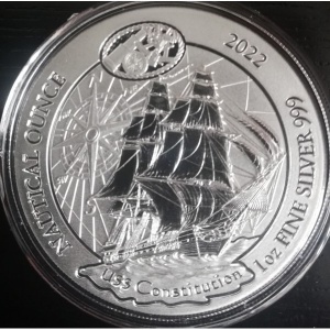 Реверс монеты Руанда, 50 франков, 2022, USS Constitution /BUnc/