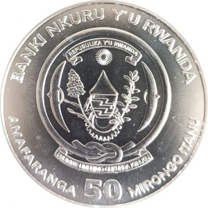 Аверс монеты Руанда, 50 франков, 2023, Год кролика