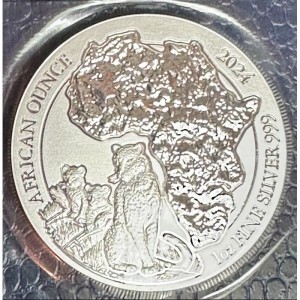 Реверс монеты Руанда, 50 франков, 2024, Леопард