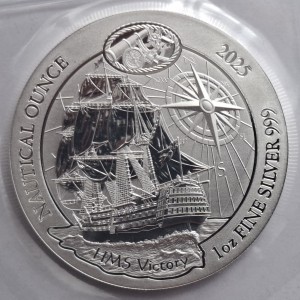 Реверс монеты Руанда, 50 франков, 2025, Морская унция -Корабль HMS Victory