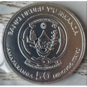 Аверс монеты Руанда, 50 франков, 2025, Боевой орёл