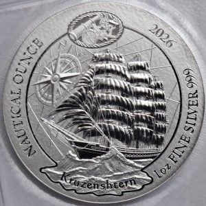 Реверс монеты Руанда, 50 франков, 2026, Морская унция - Крузенштерн