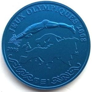 Реверс монеты Руанда, 500 франков, 2008, XXIX летние Олимпийские Игры, Пекин 2008 - Плавание