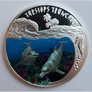 Реверс монеты Руанда, 500 франков, 2010, Афалина (Tursiops truncatus)