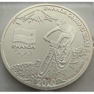 Реверс монеты Руанда, 500 франков, 2019, Олимпийская сборная Руанды 2020