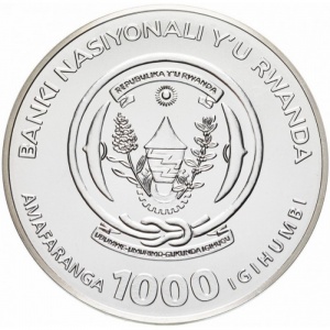 Аверс монеты Руанда, 1000 франков, 2008, Горная горилла