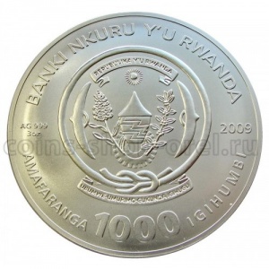 Аверс монеты Руанда, 1000 франков, 2009, Знаки зодиака - Близнецы