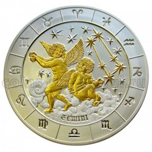 Реверс монеты Руанда, 1000 франков, 2009, Знаки зодиака - Близнецы