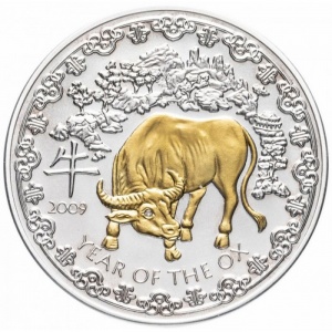 Реверс монеты Руанда, 1000 франков, 2009, Китайский гороскоп - год быка