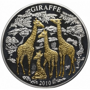 Реверс монеты Руанда, 1000 франков, 2010, Жираф