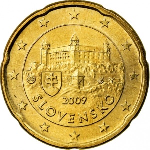 Аверс монеты Словакия, 20 евроцентов, 2009-2026