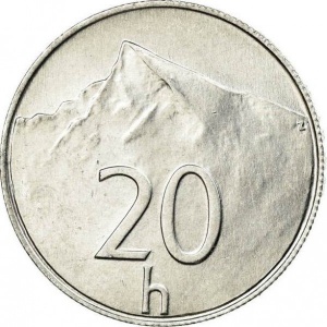 Реверс монеты Словакия, 20 геллеров, 1993-2003