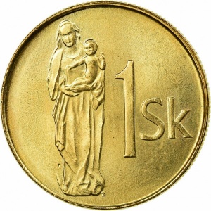 Реверс монеты Словакия, 1 крона, 1993-2008