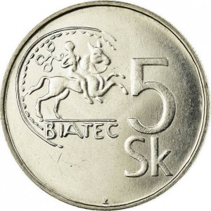 Реверс монеты Словакия, 5 крон, 1993-2008