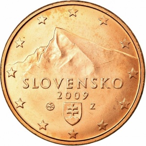Аверс монеты Словакия, 5 евроцентов, 2009-2026