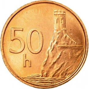 Реверс монеты Словакия, 50 геллеров, 1996-2008
