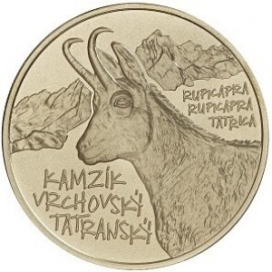 Реверс монеты Словакия, 5 евро, 2022, Татранская серна